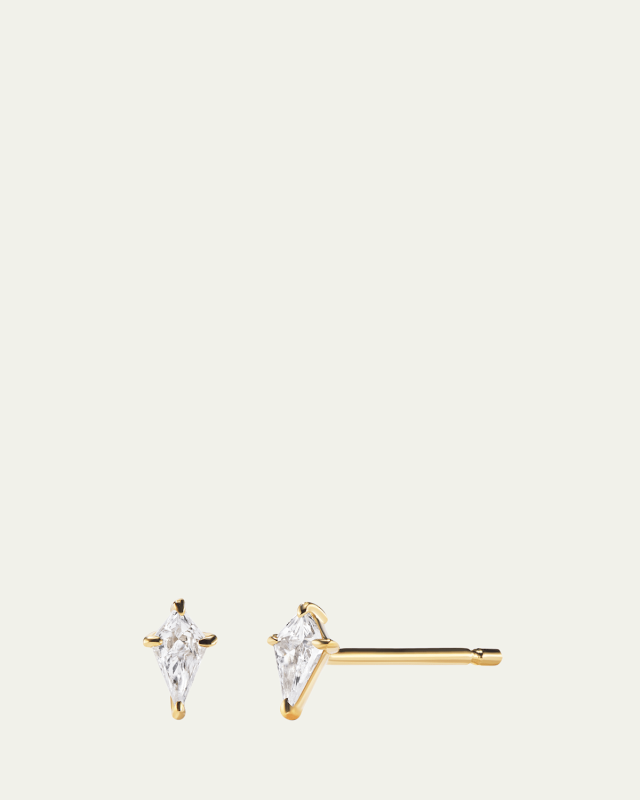 14K Yellow Gold Kite Diamond Stud Earrings